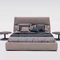 Modern Gray Double Bed Interior With Comfortable Pillows And Side Tables 3d model