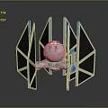 Detailed TIE Fighter Model With Metallic Finish Hexagonal Wings And Spherical Cockpit