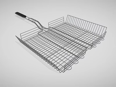 Stainless Steel Wire Mesh Basket With Ergonomic Handle For Kitchen Cooking Tools 3d model