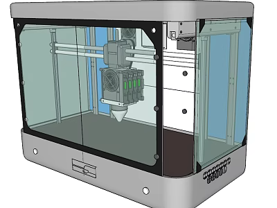 Modern Office Appliance 3D Printer With Transparent Enclosure And Internal Components 3d model