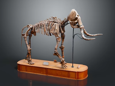 Medical Educational Skeleton Model Display On Wooden Base With Gray Background 3d model