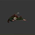 Medieval Archer in Classic Outfit Holding Longbow Preparing to Shoot Arrow Against Gray Background