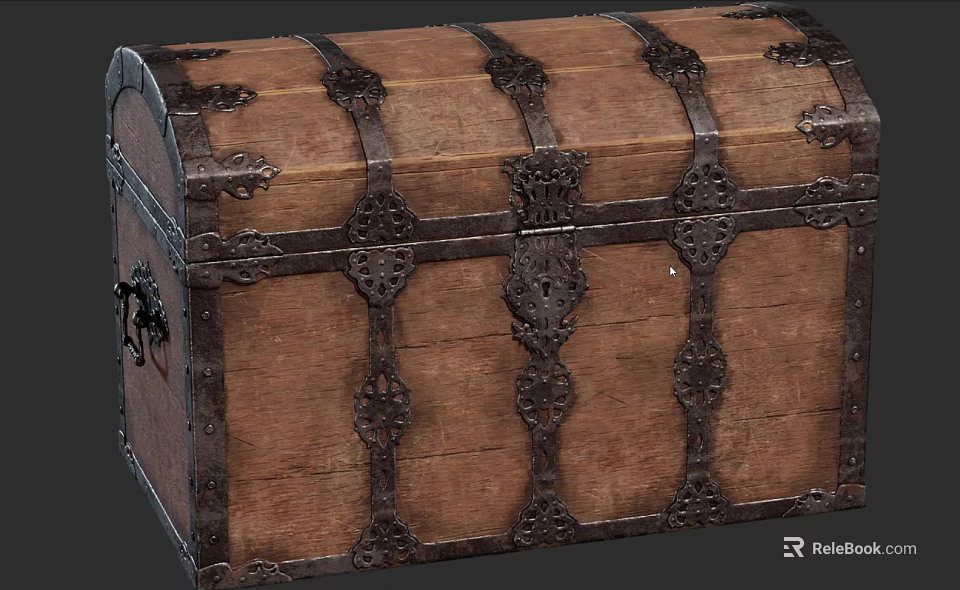 Vintage Wooden Trunk With Ornate Metal Hardware And Classic Design Details 3d model 