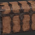 Vintage Wooden Trunk With Ornate Metal Hardware And Classic Design Details