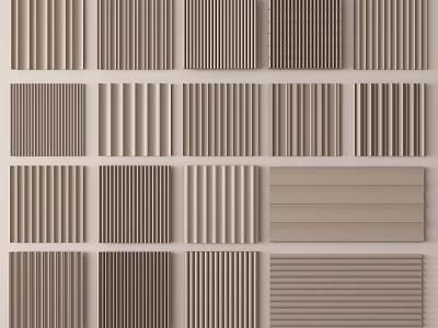 Various Wall Paneling Styles With Vertical Horizontal Stripes In Neutral Beige Tones 3d model