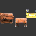 Orange And Yellow Sci Fi Mechanical Device Featuring Display Screen And Components