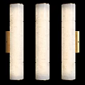 Sleek Stone Column Wall Sconce With Brass Mounts For Modern Interior Decor