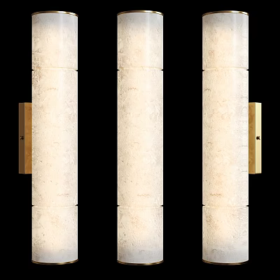 Sleek Stone Column Wall Sconce With Brass Mounts For Modern Interior Decor 3d model