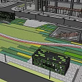 Modern Urban Commercial Street With Tall Buildings Pedestrian Walkways And Transport Links