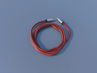 Red Flexible Audio Cable With Plugs For Household Daily Use 3d model