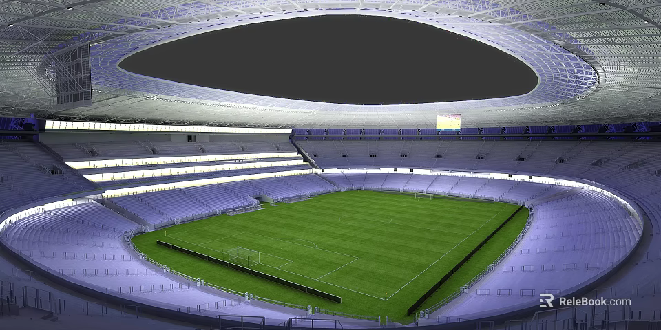 Modern Sports Stadium With Green Football Field And Seating Areas For Fitness Activities 3d model 