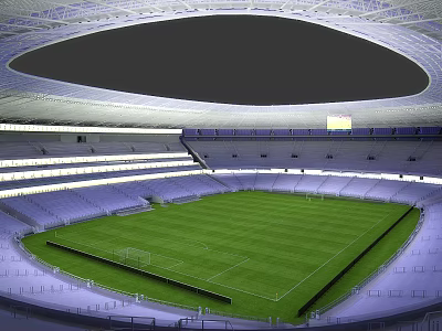 Modern Sports Stadium With Green Football Field And Seating Areas For Fitness Activities 3d model