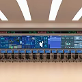 Modern Control Room With Multiple Monitor Screens And Data Consoles