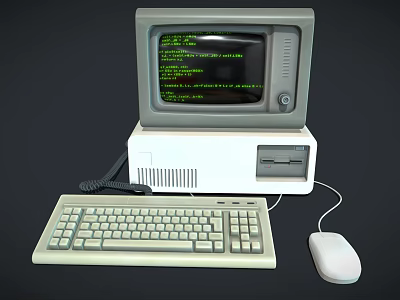 Vintage Computer Setup With Green Code Monitor Keyboard And Mouse 3d model Vintage Computer Setup With Green Code Monitor Keyboard And Mouse 3d model