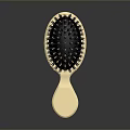 Stylish Hairbrush With Golden Handle And Black Bristles On Dark Background