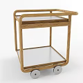 Tech Exhibition Hall Mobile Display Cart With Wooden Frame Two Shelves And Wheels