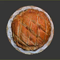 Delicious Round Homemade Baked Pastry With Lattice Crust On White Plate