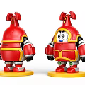 Red Armored Robot Doll With Big Eyes And Blue Nose