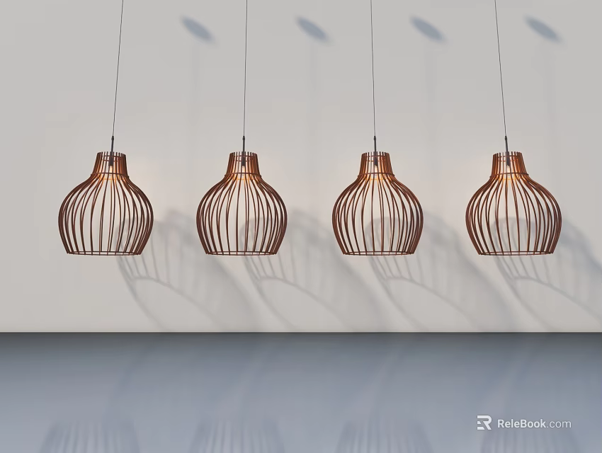 Modern Swing Door Design Featuring Copper Woven Pendant Lights And White Wall 3d model 