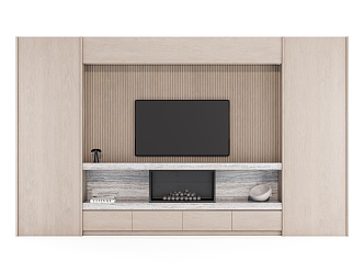 Solid wood TV background wall cabinet 3d model