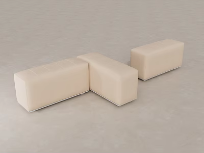 Beige Modular Armchair With Three Sections L Shaped Arrangement And Sleek Modern Leather Design 3d model