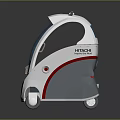 Modern Hyundai Futuristic Autonomous Bus With White Body Red Accents And Transparent Blue Windshield