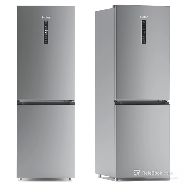 Modern Stainless Steel Double Door Refrigerators With Freezer And Fridge Compartments 3d model 