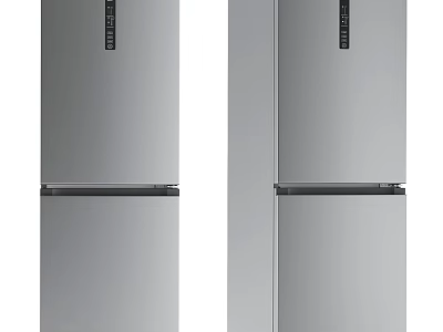 Modern Stainless Steel Double Door Refrigerators With Freezer And Fridge Compartments 3d model