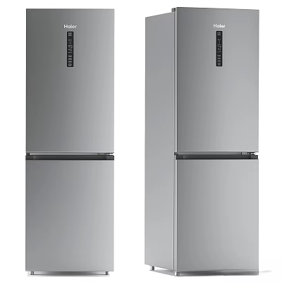 Modern Stainless Steel Double Door Refrigerators With Freezer And Fridge Compartments 3d model