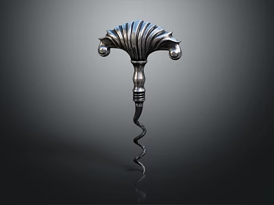 Decorative Metal Corkscrew Hardware Tool With Scalloped Top And Twisted Spiral Design 3d model