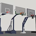 Basketball Court Interior With Various Basketball Hoop Designs And Structures
