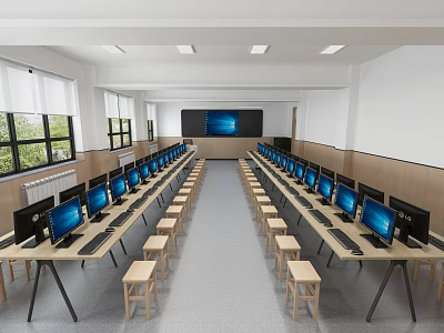 Modern Classroom Computer Classroom 3d model