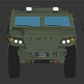 Green Armored Military Vehicle With Off Road Wheels Tinted Windows And Roof Lights