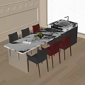 Modern Dining Table And Chairs Set With Marble Top Black Red Chairs In Interior