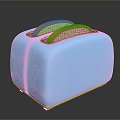 Blue Toaster Electronic Kitchen Appliance With Toasted Bread Slices Inside