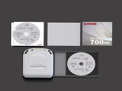 Recordable 700MB CD-R CD-RW Discs in Cases for Daily Storage Use 3d model