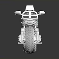Silver Metallic Modern Motorcycle With Blue Accents Large Wheels And Black Seat