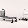 Stainless Steel Utility Carts With Mesh Basket Flat Platform And Wheels 3d model