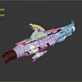 Light Blue 3D Missile Model With Black Nose Orange Lights And Tail Structure 3d model