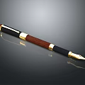 Elegant Fountain Pen With Wooden Body Black Grip And Gold Nib Accents