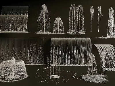 Various Decorative Water Fountain Designs Featuring Diverse Flow Patterns And Shapes 3d model