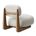 Modern Accent Chair With Light Fabric Cushion Round Back And Wooden Legs Design