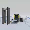 Public Facility Security Check Setup With Metal Detector Gate And Baggage Scanner
