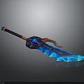 Fantasy Polearm Weapon With Blue Glowing Sharp Blade And Decorative Handle 3d model