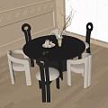 Modern Dining Table and Chair Combination Round Dining Table Dining Chair Single Chair 3d model