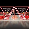 Festive Commercial Street with Red Triangular Arches and 2023 2024 Rabbit Dragon Decorations