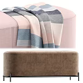 Modern Pink Sofa Bench With Striped Blanket And Striped Pillow In Multiple Colors