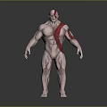 Muscular Mythical Warrior Character With Red Stripes And Strong Physique