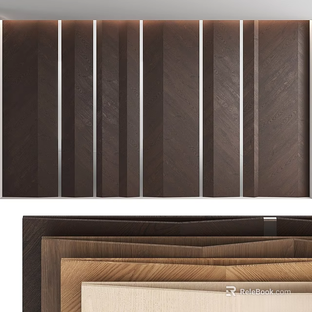 Wooden Decorative Wall Hanging With Striped Wooden Panels And Layered Design For Modern Home Decor 3d model 