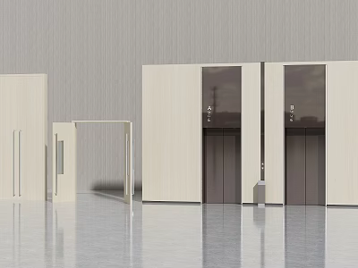 Modern Elevator Design With Sleek Metal Doors And Minimalist Wall Surroundings 3d model